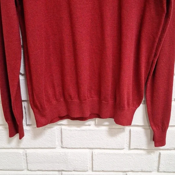 Paul Fredrick Cashmere/Silk Blend Red/Black Heathered Mockneck Sweater. Sz Med. - Picture 3 of 9